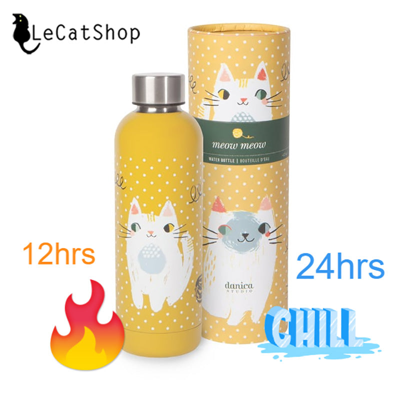 Yellow cat water bottle