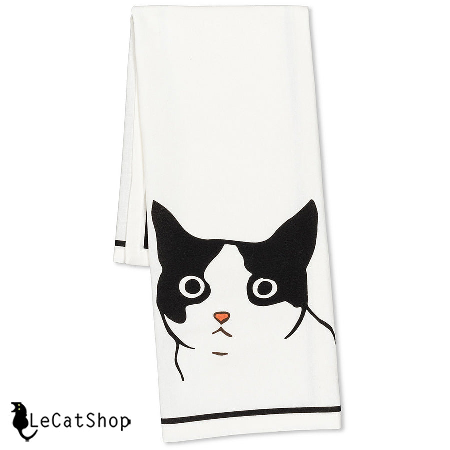 Cat face tea towel