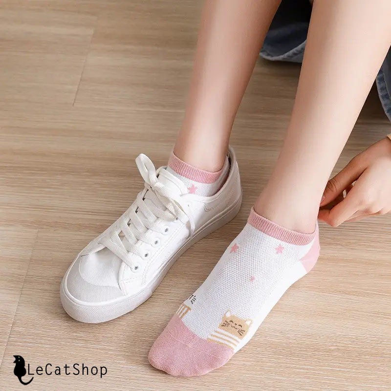 Pink cat socks