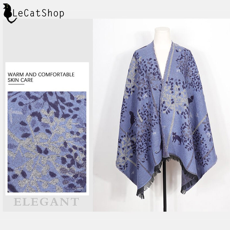Blue cat shawl sweater