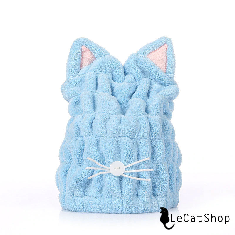 Blue cat fleece hair wrap