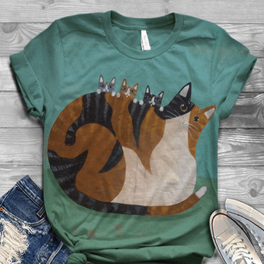 Calico Cat Folk Style T-Shirt