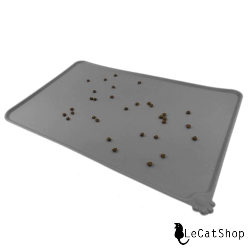 Grey silicone cat food mat