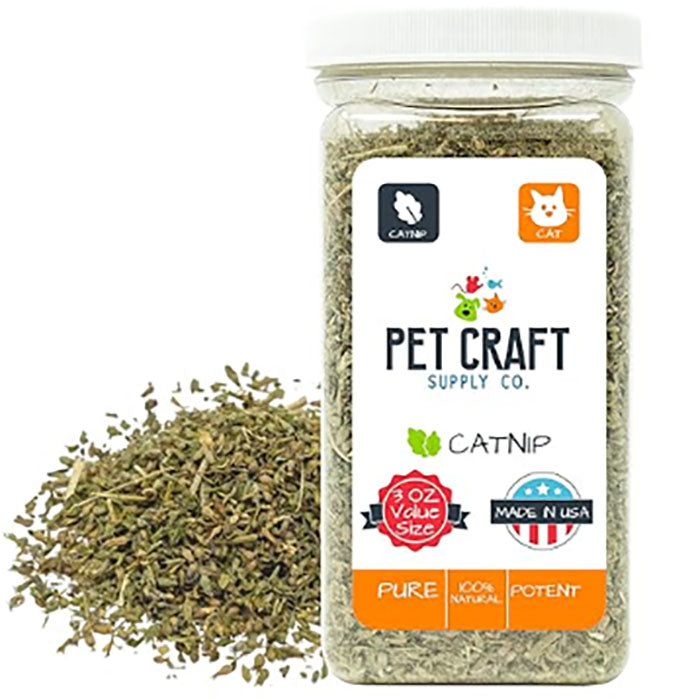 Pet Craft Supply Herbe à chat puissante – Cultivée et récoltée aux États-Unis, grande boîte refermable de 85 g