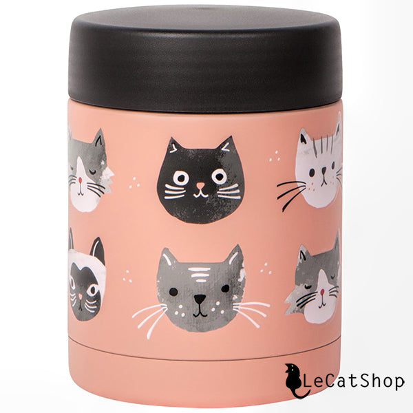 Pink cat themed food thermos