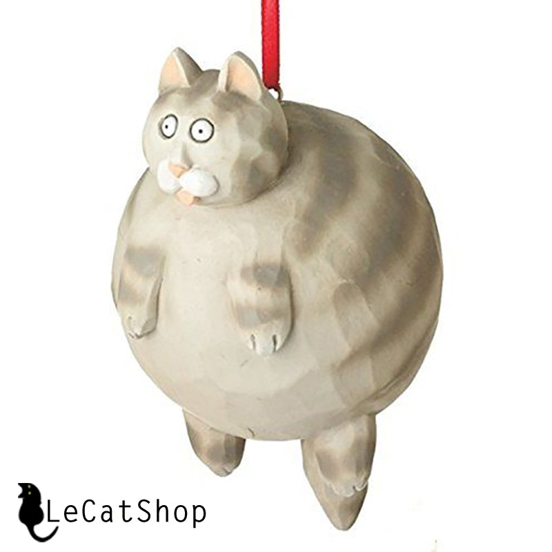 Grey Fat Cat Christmas Ornament