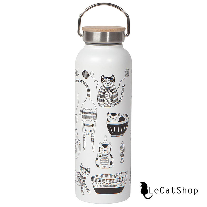 White cat water bottle