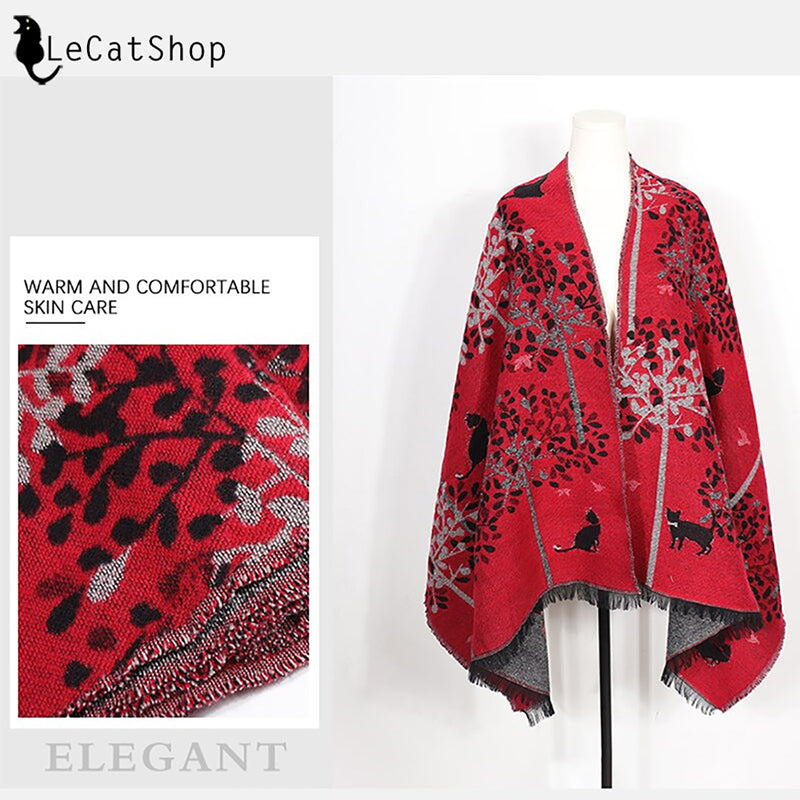 Red cat shawl sweater
