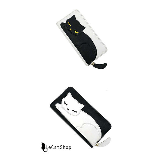 White black cat wallet