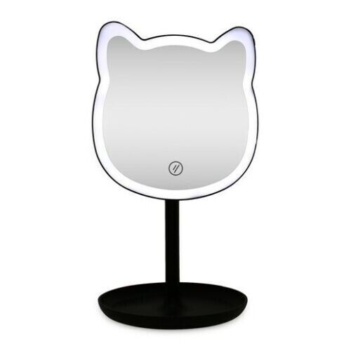 Cute Cat Ears Shape Makeup Mirror, LED Lights Touch Control