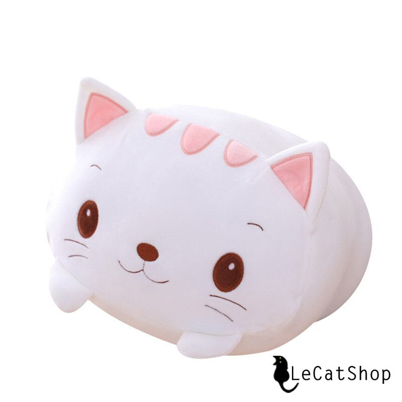 White Cat with Pink Ears Pillow
