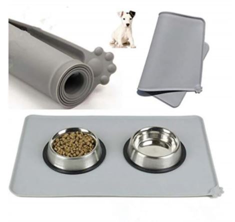 Grey silicone cat food mat