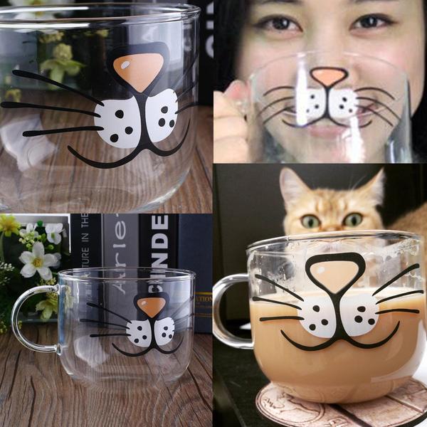 Glass cat mug