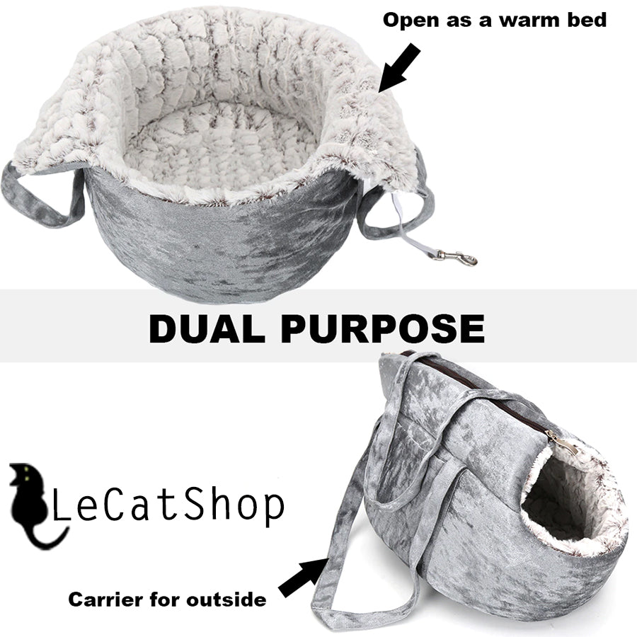 Grey cat bed cat carrier