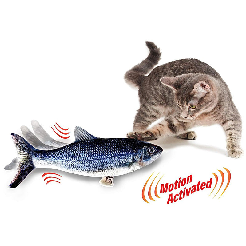 Interactive cat toy fish with rod