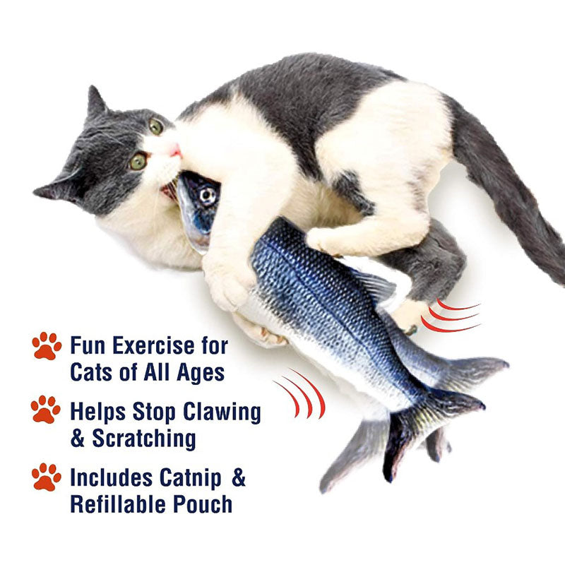 Interactive cat toy fish with rod