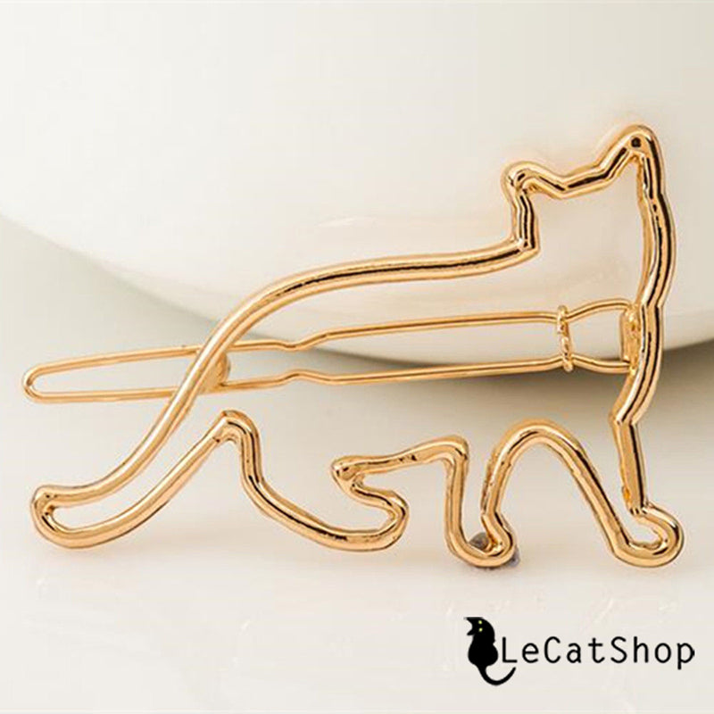 Gold cat barrette jewelry