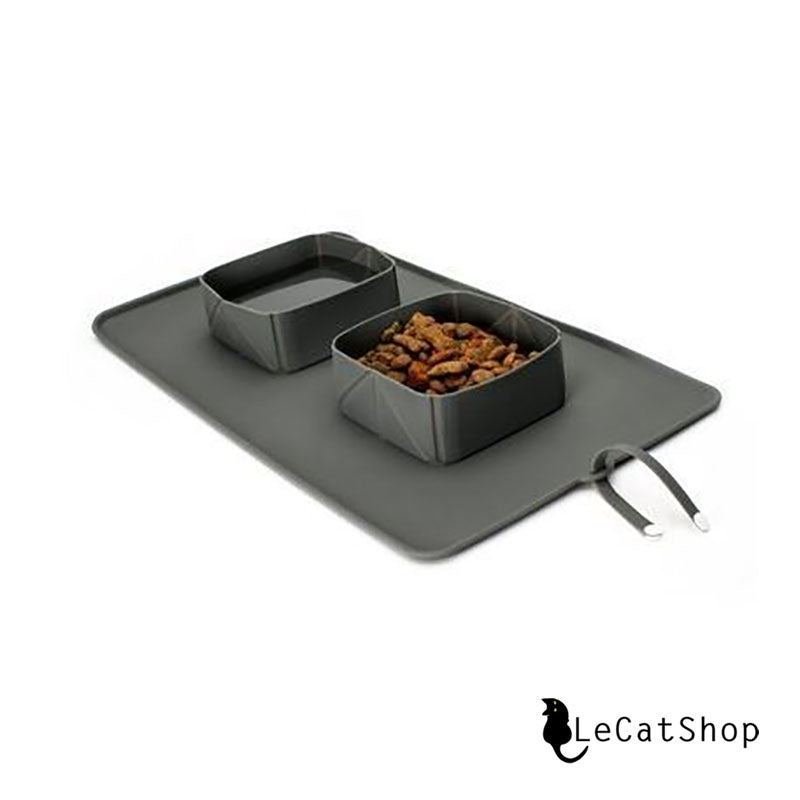 Portable silicone cat bowl set