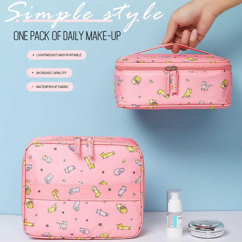 Pink Cat Waterproof Cosmetic Makeup Bag