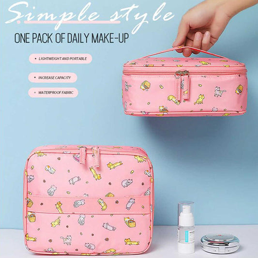Pink Cat Waterproof Cosmetic Makeup Bag
