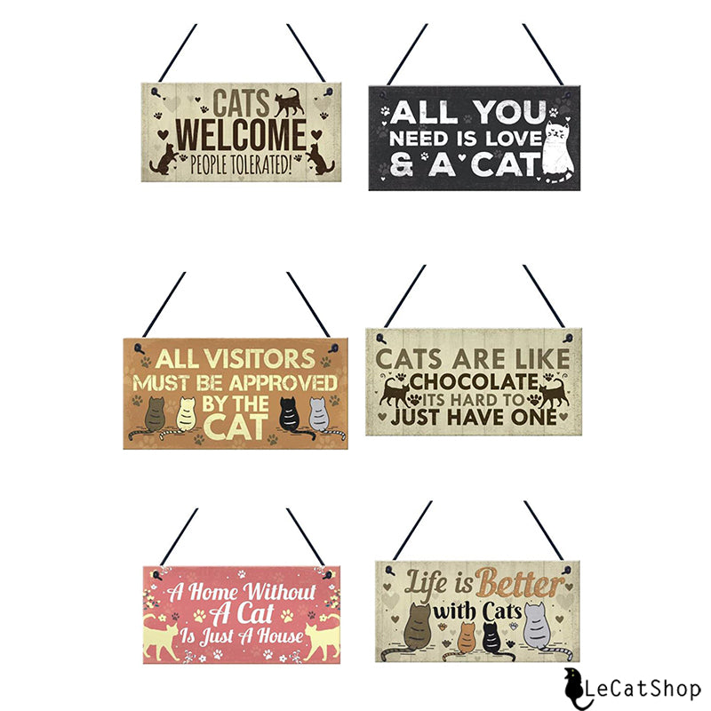 Hanging Wooden Cat Plaques