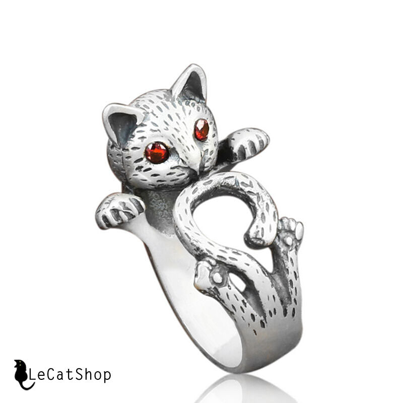 Silver cat ring