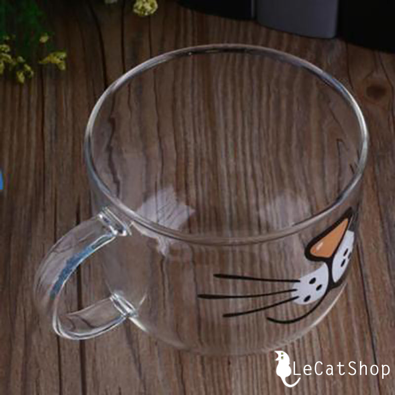 Glass cat mug