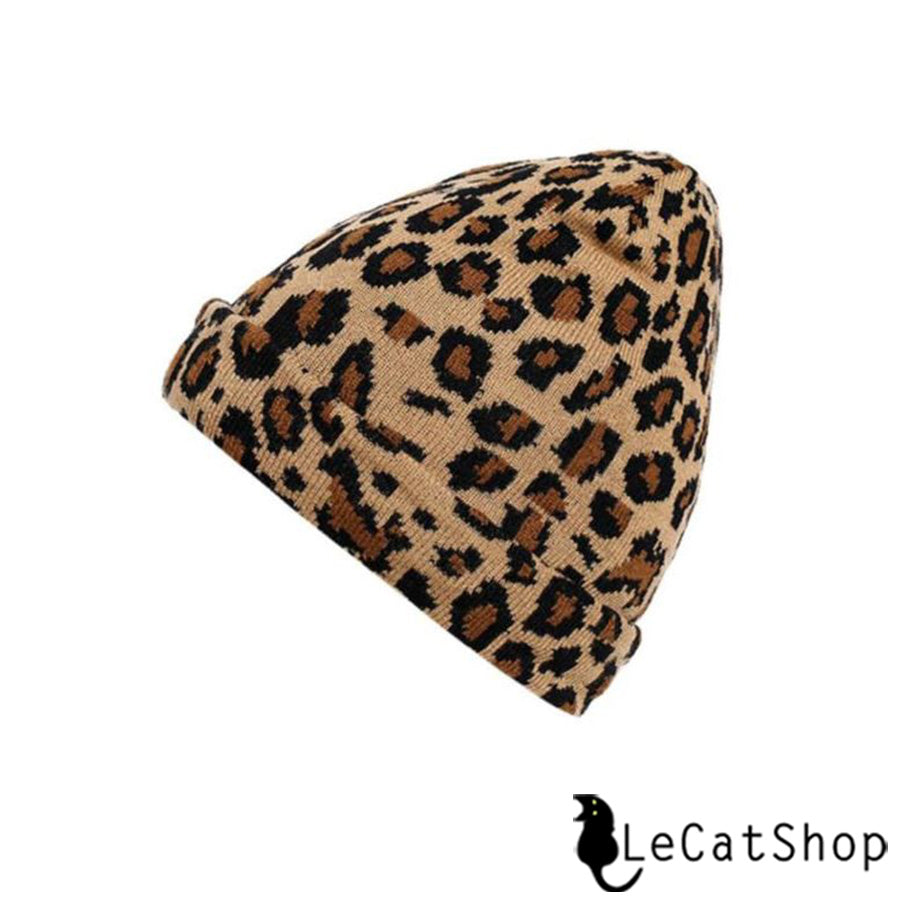 Brown leopard print winter hats
