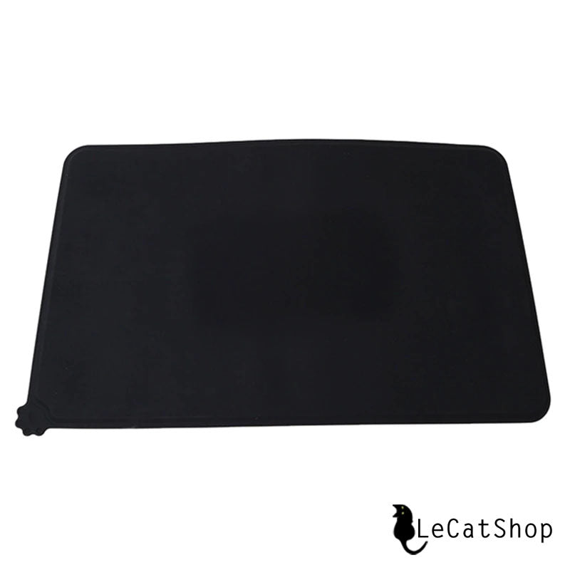 Black silicone cat food mat