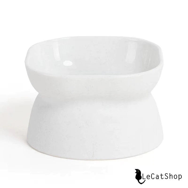 Grey white elevated cat bowls